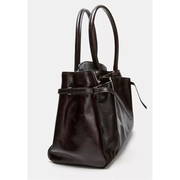 NWT Zara Brown Leather City Bag - Picture 5 of 5